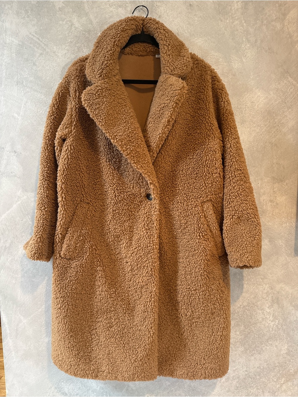 Uniqlo Camel Teddy Faux-Shearling Coat - Picture 1 of 4